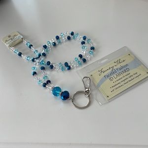 Fancy This Blue Crystal Beaded Lanyard - New in Box